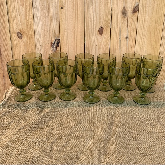 Libbey Other - Vintage Green Goblets Set Wedding Party Glasses